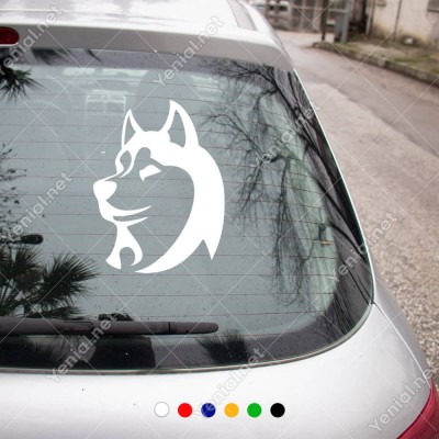 Sevimli Sibirya Kurdu Araç Araba Duvar Sticker