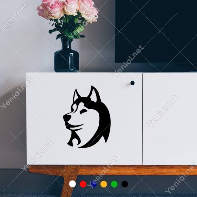 Sevimli Sibirya Kurdu Araç Araba Duvar Sticker