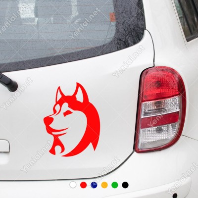 Sevimli Sibirya Kurdu Araç Araba Duvar Sticker