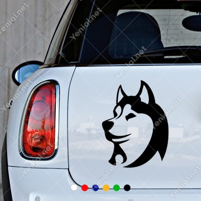 Sevimli Sibirya Kurdu Araç Araba Duvar Sticker