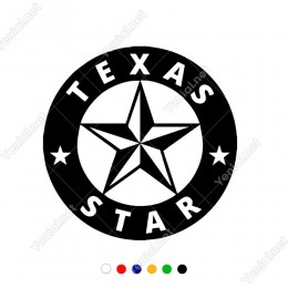 Texas Star Yazılı Ve Yuvarlağın İçinde Yıldızlı Efektli Sticker