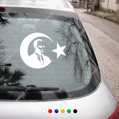 Türkiye Ay Yıldız ve Atatürk Etiket Sticker Yapıştırma