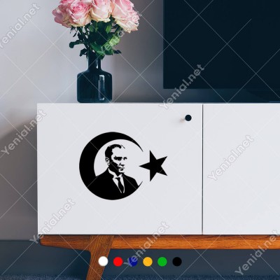 Türkiye Ay Yıldız ve Atatürk Etiket Sticker Yapıştırma