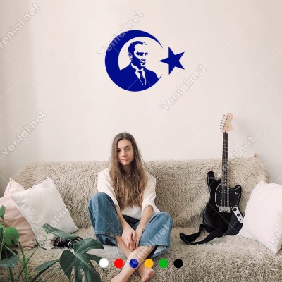 Türkiye Ay Yıldız ve Atatürk Etiket Sticker Yapıştırma