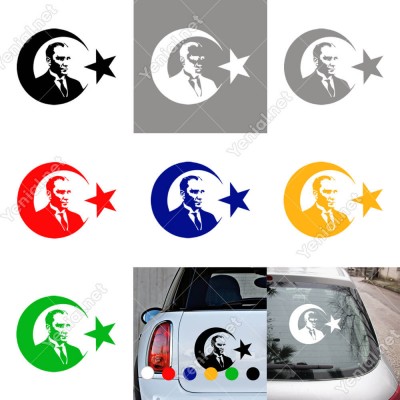 Türkiye Ay Yıldız ve Atatürk Etiket Sticker Yapıştırma