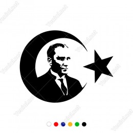 Türkiye Ay Yıldız ve Atatürk Etiket Sticker Yapıştırma
