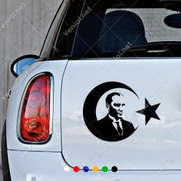 Türkiye Ay Yıldız ve Atatürk Etiket Sticker Yapıştırma
