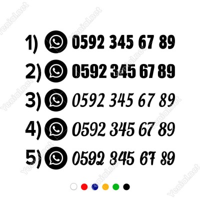 WhatsApp Numara Telefon Numarası Sticker 2 Adet - Araç Araba için