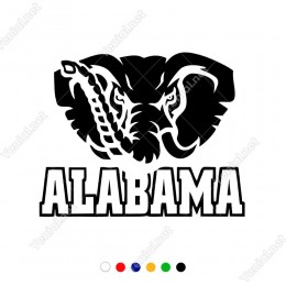 Yaşlı Fil ve Alabama Yazısı Etiket Sticker Yapıştırma