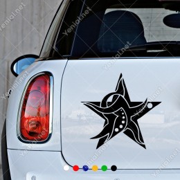 Yıldızın İçerisinde Şekil Olan Araç ve Duvar İçin Sticker