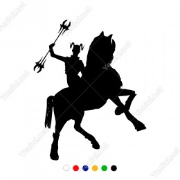 At Üzerinde Elinde Yabası İle Duran Zebani Sticker