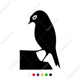 Bir Kayanın Üzerinde Bekleyen Kuş Sticker