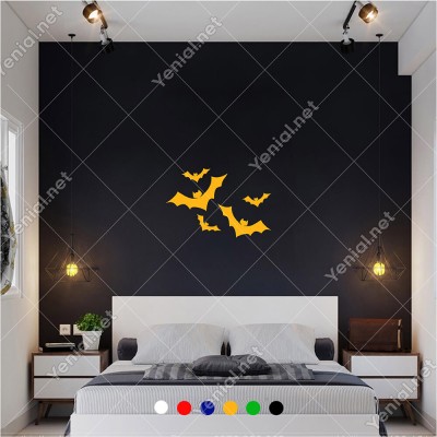 Büyükten Küçüğe Uçuşan Yarasalar 60x40 cm Duvar Sticker