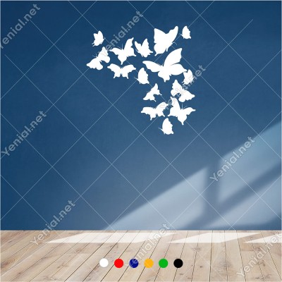 Farklı Ebat ve Çeşitte Cins’te Kelebekler 60x60 cm Duvar Sticker