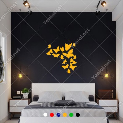 Farklı Ebat ve Çeşitte Cins’te Kelebekler 60x60 cm Duvar Sticker