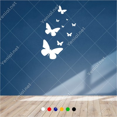 Farklı Ebat ve Ölçülerde Kelebekler 60x42 cm Duvar Sticker
