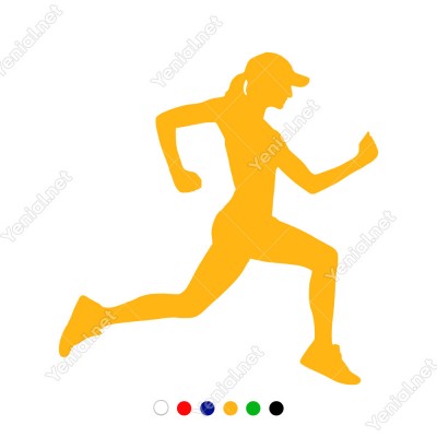 Sola Doğru Koşup Giden Sporcu Kadın Sticker