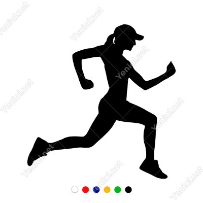 Sola Doğru Koşup Giden Sporcu Kadın Sticker