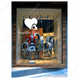 14 Şubat Sevgililer Günü Bir Bütün Kalp 110x110cm Sticker