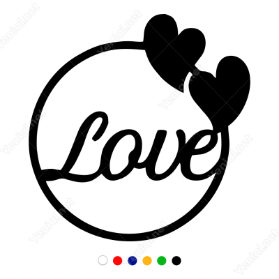 14 Şubat Sevgililer Günü İki Kalpli Love 110x110cm Sticker