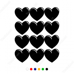 14 Şubat Sevgililer Günü Kalp 12 Adet (5cm) Sticker Yapıştırma