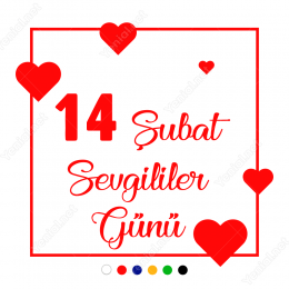 14 Şubat Sevgililer Günü Kare Üstünde Kalp 110x110cm Sticker