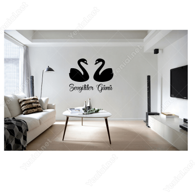 14 Şubat Sevgililer Günü Kuğular 110x110cm Sticker