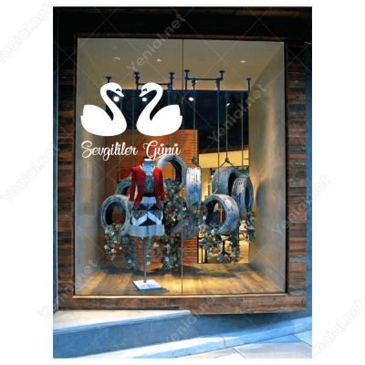 14 Şubat Sevgililer Günü Kuğular 110x110cm Sticker