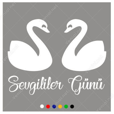 14 Şubat Sevgililer Günü Kuğular 110x110cm Sticker