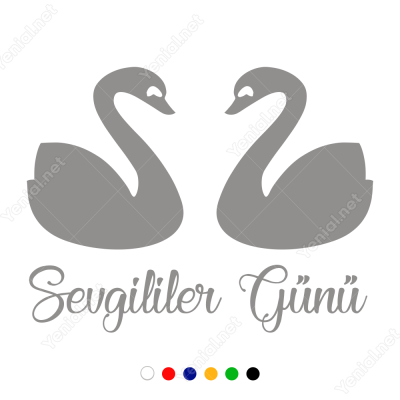 14 Şubat Sevgililer Günü Kuğular 110x110cm Sticker