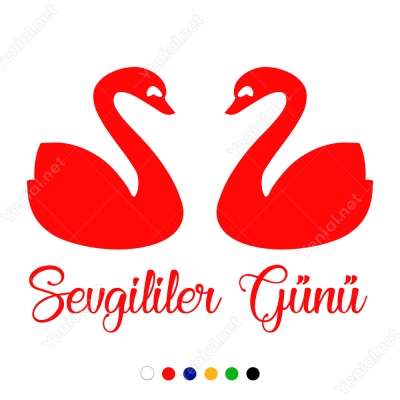 14 Şubat Sevgililer Günü Kuğular 110x110cm Sticker