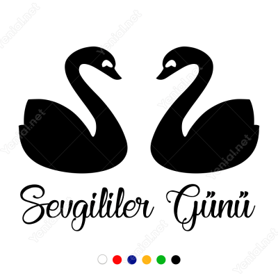 14 Şubat Sevgililer Günü Kuğular 110x110cm Sticker