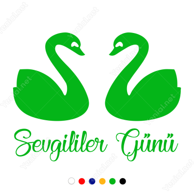 14 Şubat Sevgililer Günü Kuğular 110x110cm Sticker