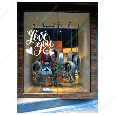 14 Şubat Sevgililer Günü Love You 110x110cm Sticker Yapıştırma