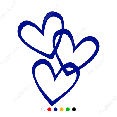 14 Şubat Sevgililer Günü Üç Kalp 110x110cm Sticker