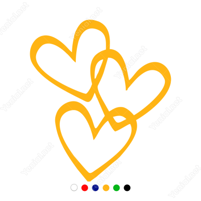 14 Şubat Sevgililer Günü Üç Kalp 110x110cm Sticker
