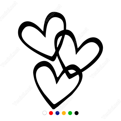 14 Şubat Sevgililer Günü Üç Kalp 110x110cm Sticker