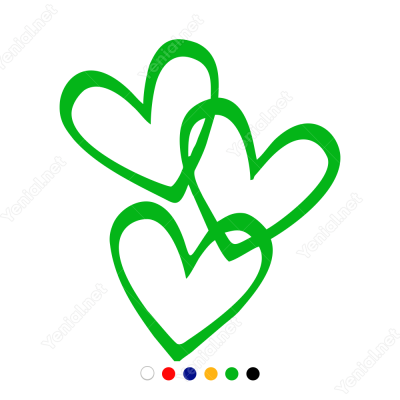 14 Şubat Sevgililer Günü Üç Kalp 110x110cm Sticker