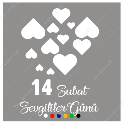 14 Şubat Sevgililer Günü Üst Üste Kalpler 110x110cm Sticker