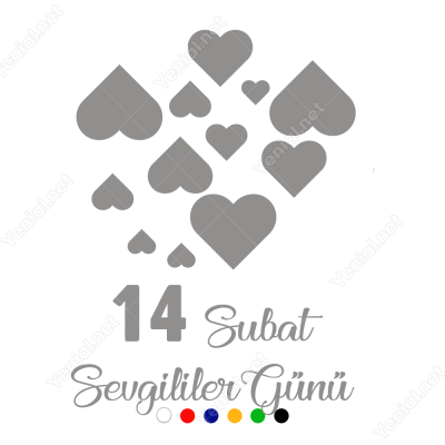 14 Şubat Sevgililer Günü Üst Üste Kalpler 110x110cm Sticker
