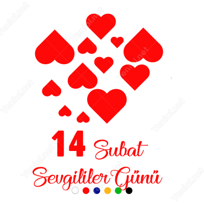 14 Şubat Sevgililer Günü Üst Üste Kalpler 110x110cm Sticker