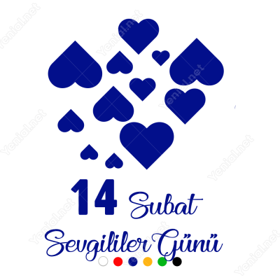 14 Şubat Sevgililer Günü Üst Üste Kalpler 110x110cm Sticker