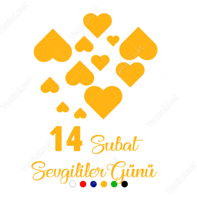 14 Şubat Sevgililer Günü Üst Üste Kalpler 110x110cm Sticker