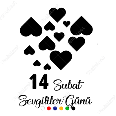 14 Şubat Sevgililer Günü Üst Üste Kalpler 110x110cm Sticker