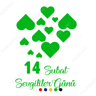 14 Şubat Sevgililer Günü Üst Üste Kalpler 110x110cm Sticker