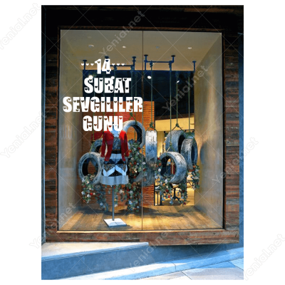 14 Şubat Sevgililer Günü Yazısı 110x110cm Sticker Yapıştırma