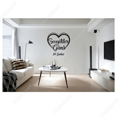 14 Şubat Sevgililer Günü Yazısı Kalpli 100x100cm Sticker