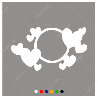 14 Şubat Sevgililer Günü Yuvarlak Üstünde Kalp Sticker