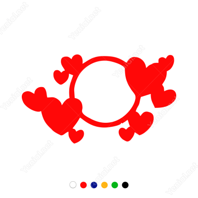 14 Şubat Sevgililer Günü Yuvarlak Üstünde Kalp Sticker