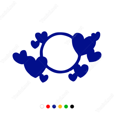 14 Şubat Sevgililer Günü Yuvarlak Üstünde Kalp Sticker